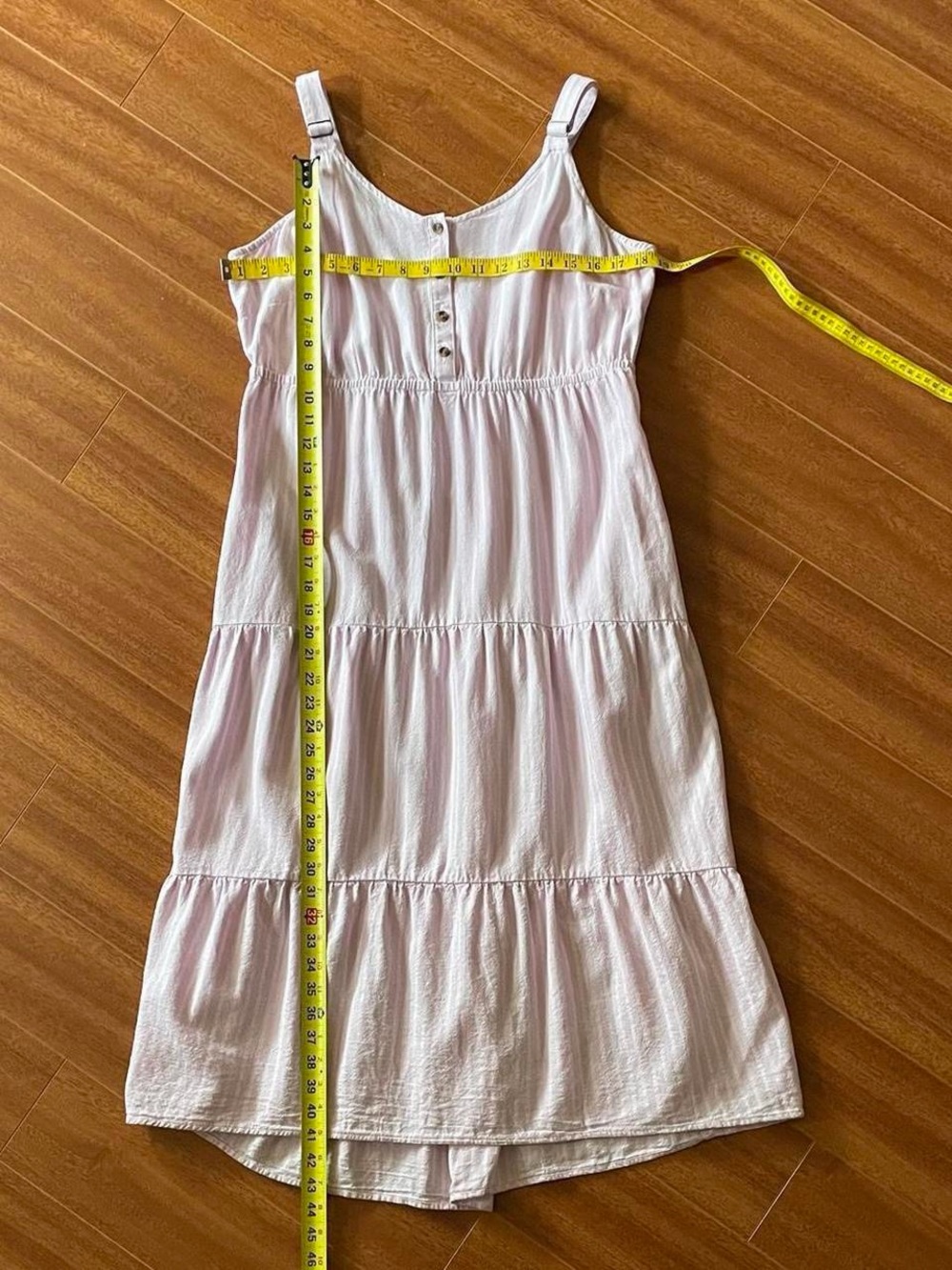 Sonoma Pink Striped Linen Tiered Midi Dress XL - Picture 2 of 8